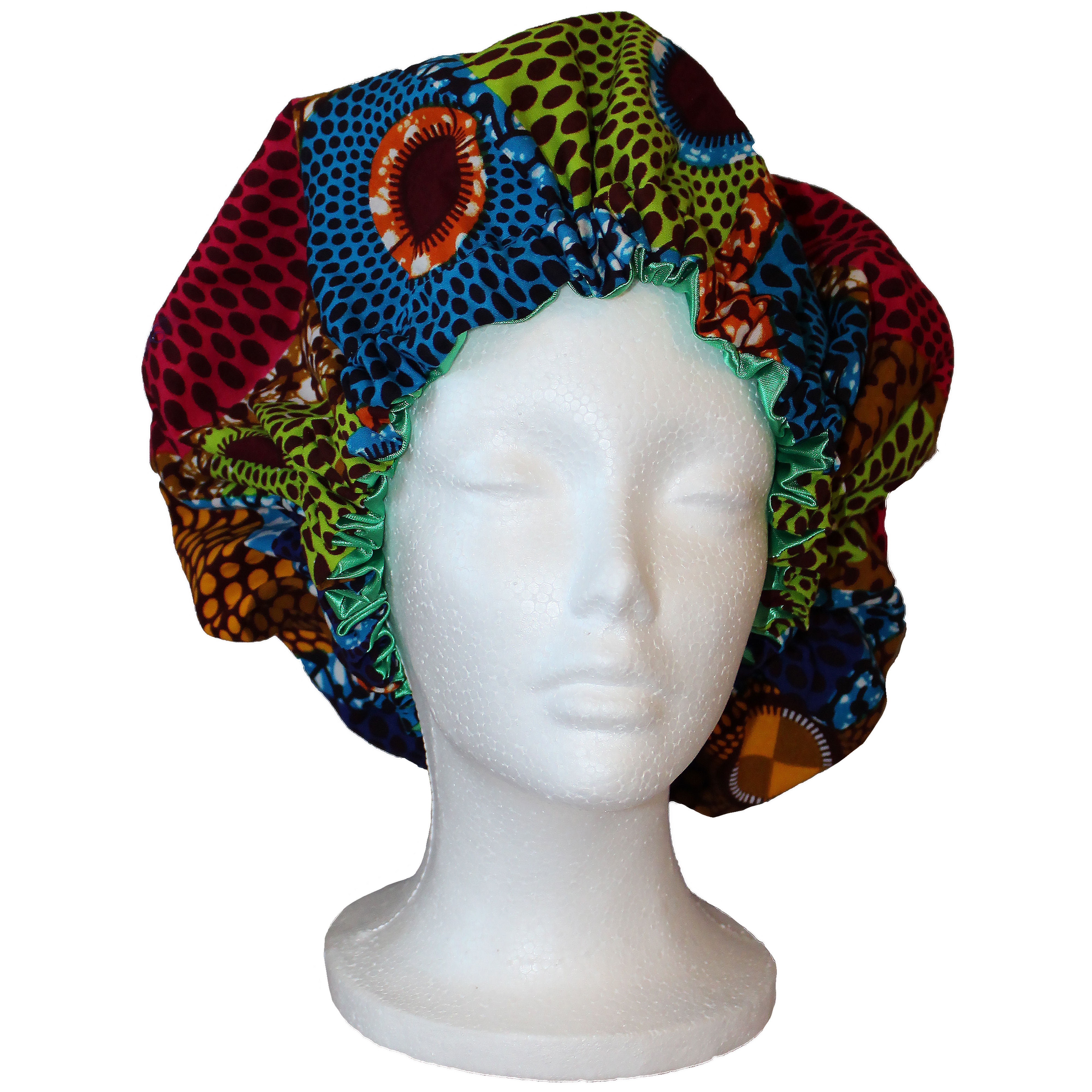 Adjustable African Print Hair Bonnet (Satin inside)