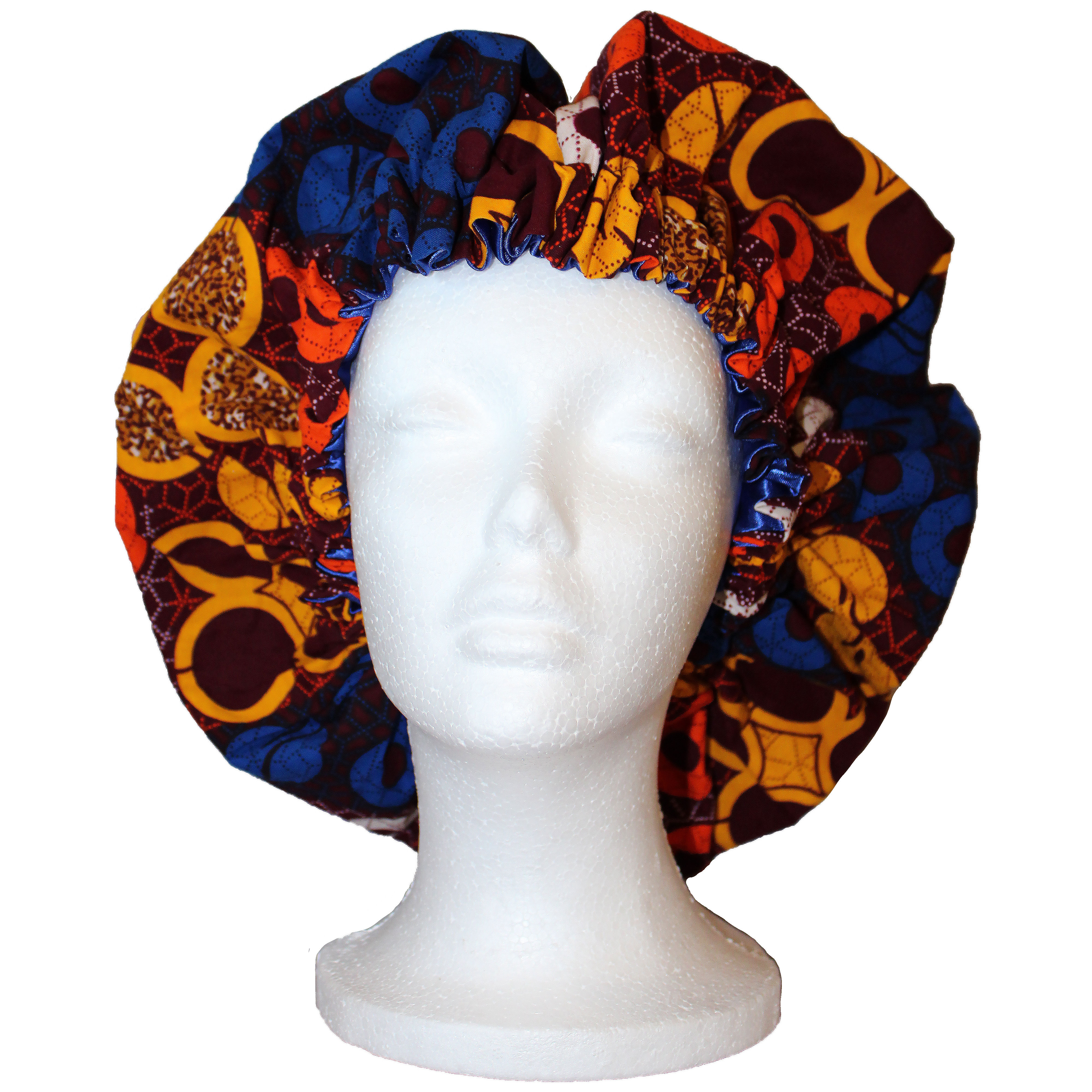 Adjustable African Print Hair Bonnet (Satin inside)