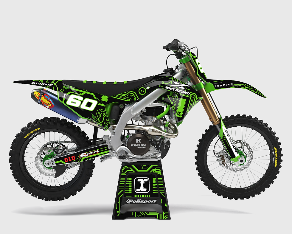 Right side view of our Circuit V2 Kawasaki graphics Kit