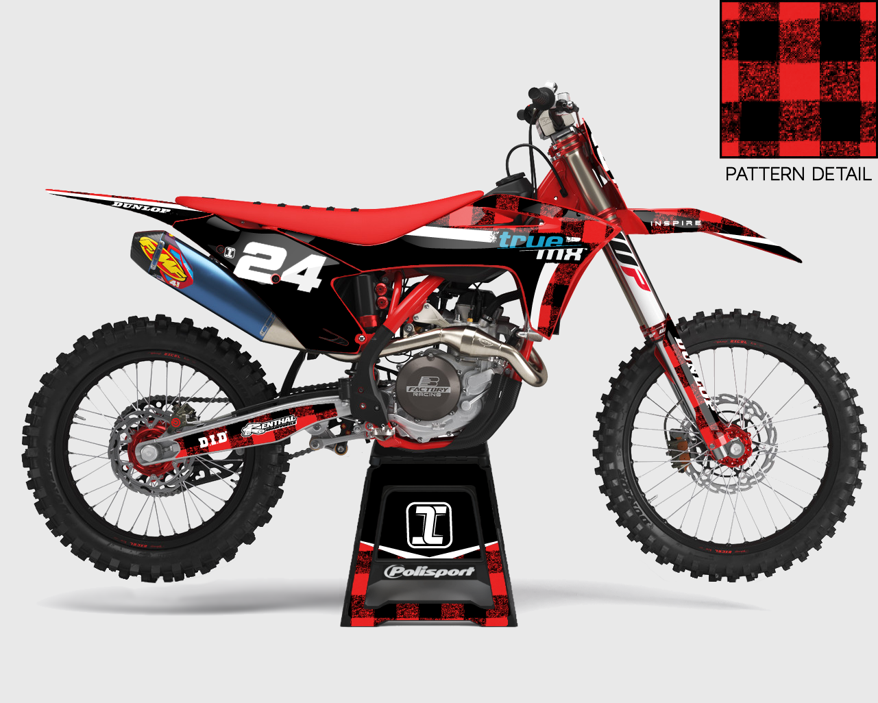 Right side view of our Flannel GasGas Graphics Kit