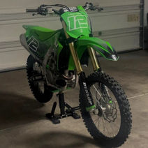 Our Tahoe Kawasaki graphics kit shown on a 2025 KX 250X
