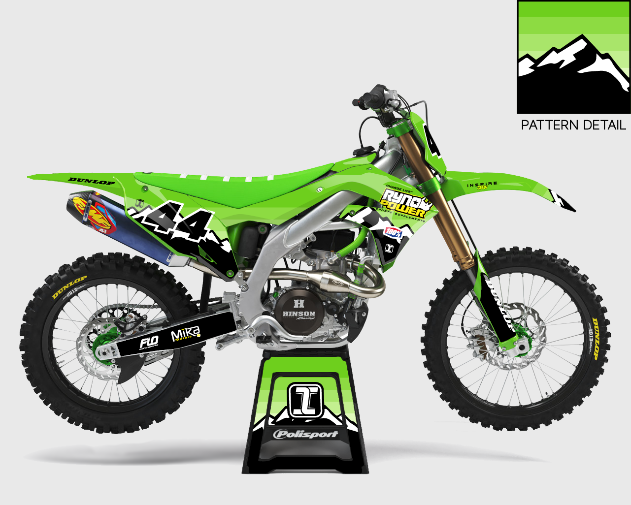 Right side view of our Wasatch Kawasaki graphics Kit