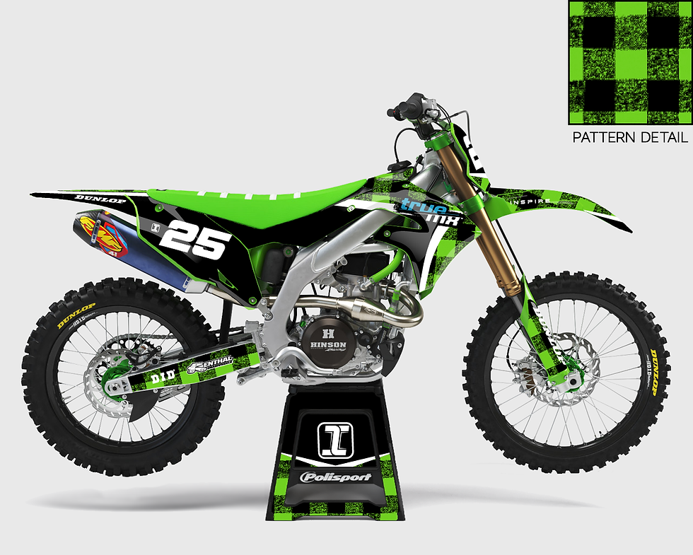 Right side view of our Flannel Kawasaki Graphics Kit