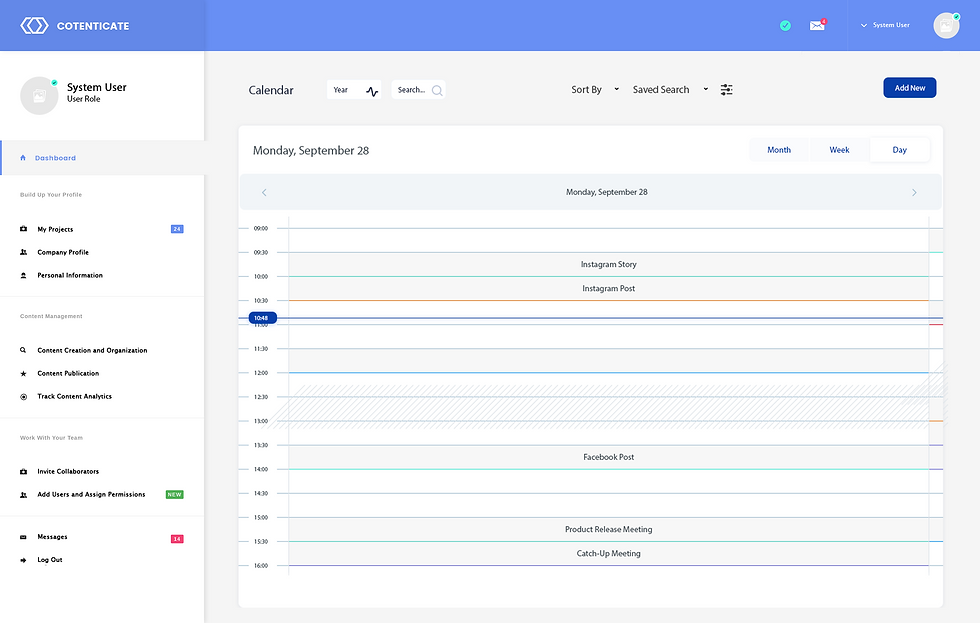 Daily post view in a content management system