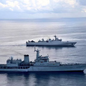 The Indian and Indonesian navies carried out a military drill in the southern Arabian Sea on Saturday. (Photo: Twitter @indiannavy)