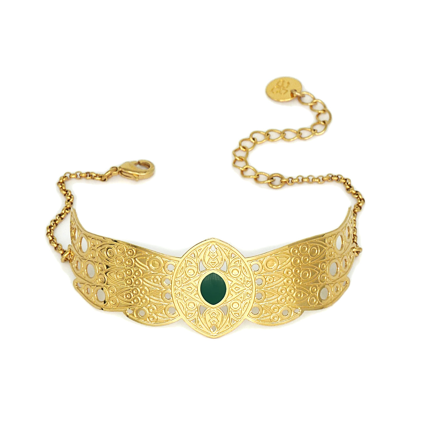 bracelet GM finition or et résine vert émeraude