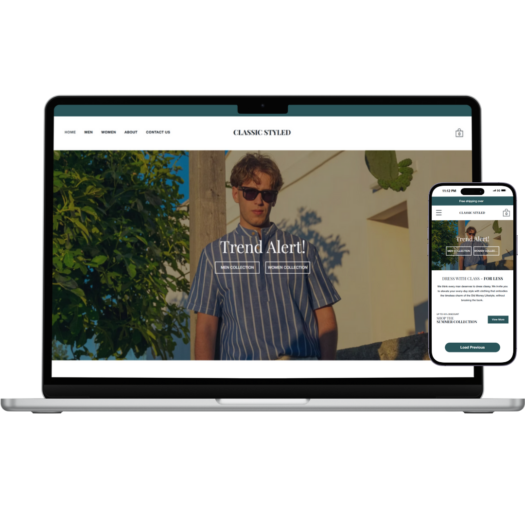 eCommerce website mockup created by Emmi Designs, featuring a responsive and user-centric design for online stores.