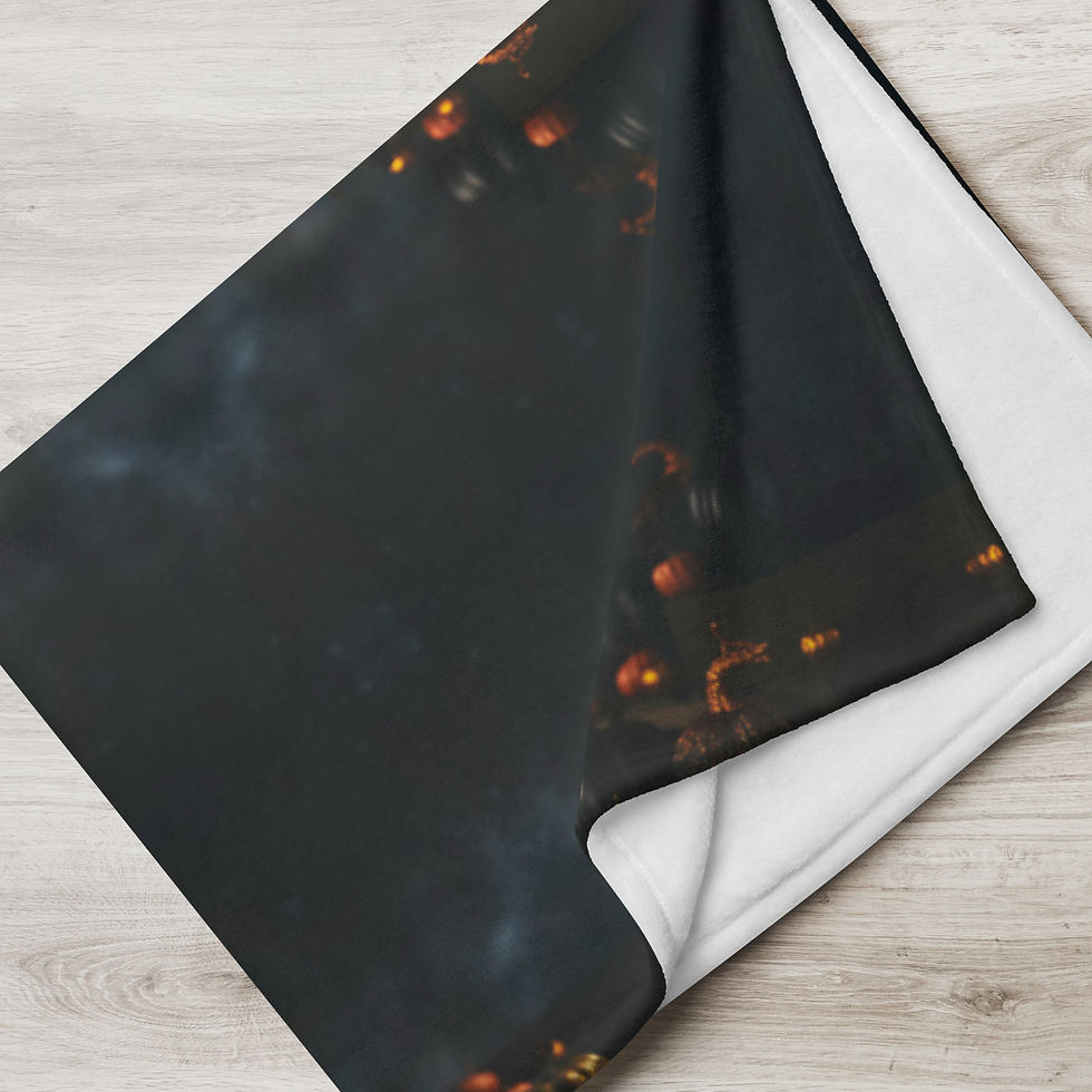 Thumbnail: Halloween themed throw blanket folded showing the plush texture and white back.