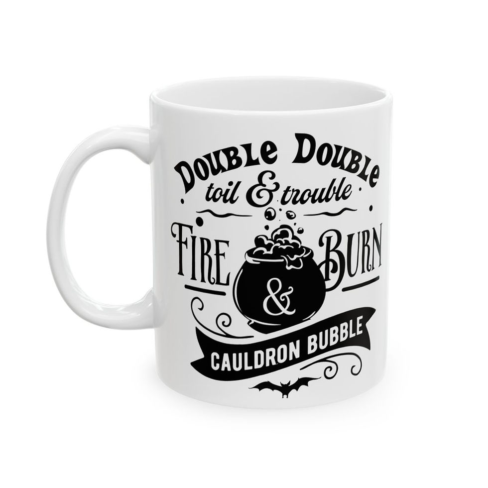 Spooky season meets Double Toil and Trouble Witch Halloween Mug, 11oz 15oz Large Coffee Cup, Tea Cup.