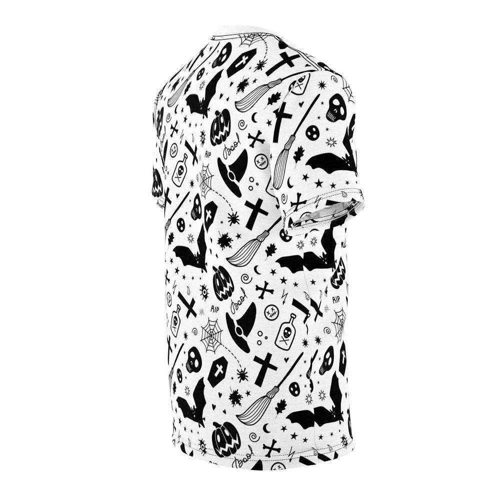Thumbnail: Fall Halloween Tshirt Smiling Pumpkin Tombstones Cute Ghost Spider Webs Bats Tee