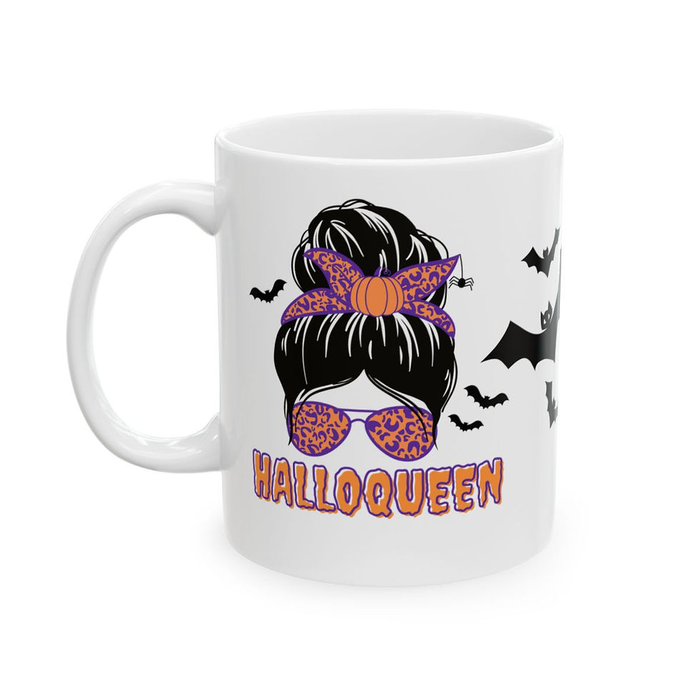 Thumbnail: Bat Halloqueen Halloween Mug 11oz 15oz Large Coffee Cup, Tea Cup, Coffee Mug.