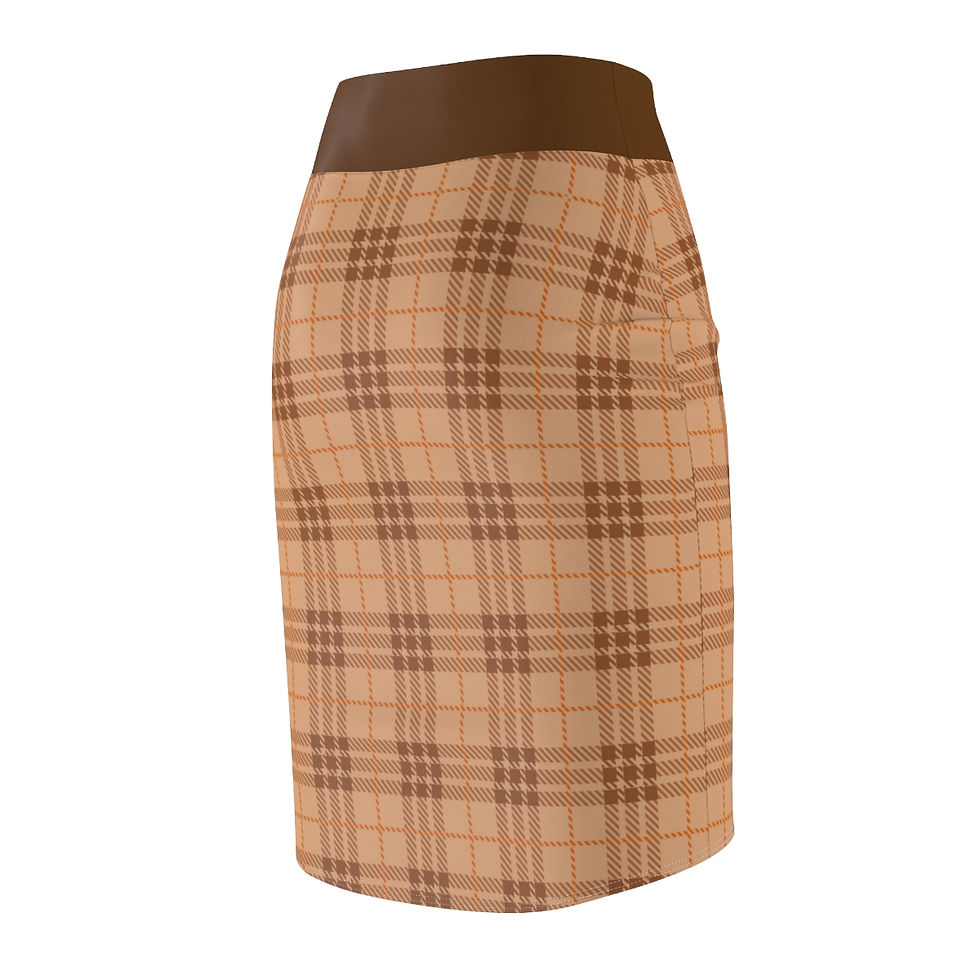 Thumbnail: Preppy Autumn Aesthetic Plaid Christmas Tight Pencil Skirt Tartan Fabric Fall Flannel exudes a cheerful vibe.
