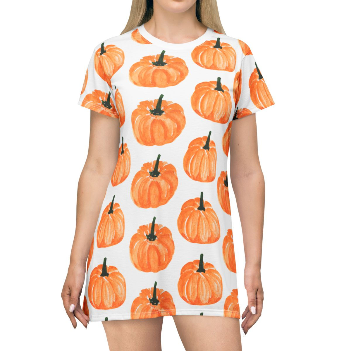Autumn Aesthetic Oversized Tshirt Fantasy Dress: Fall Pumpkin Halloween Emotes exudes a fun, spooky season vibe.
