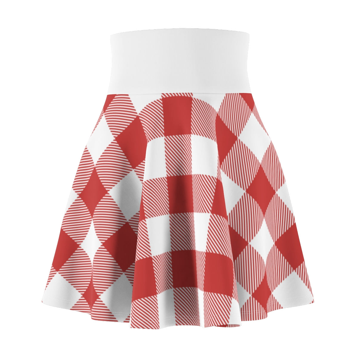 Preppy Cute Autumn Red Plaid Christmas Circle Skater Skirt Tartan Fabric Fall Flannel exudes a cheerful vibe.