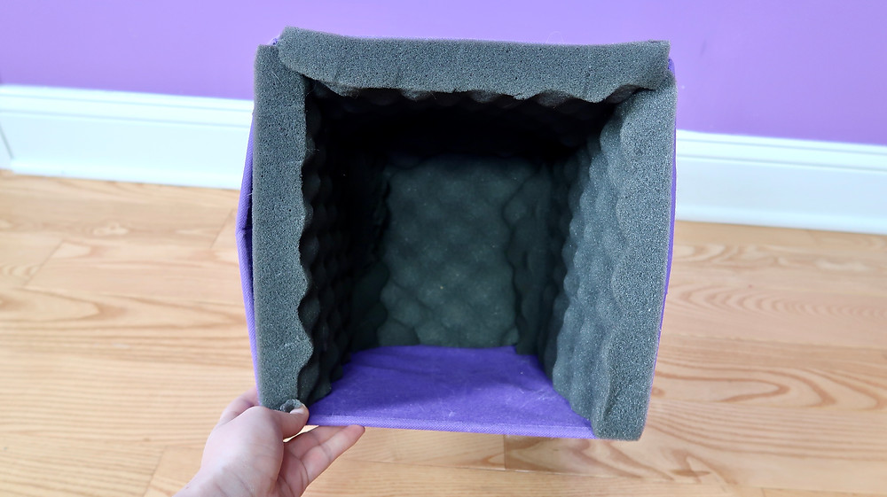 Placing the foam in a DIY Portable Sound Booth