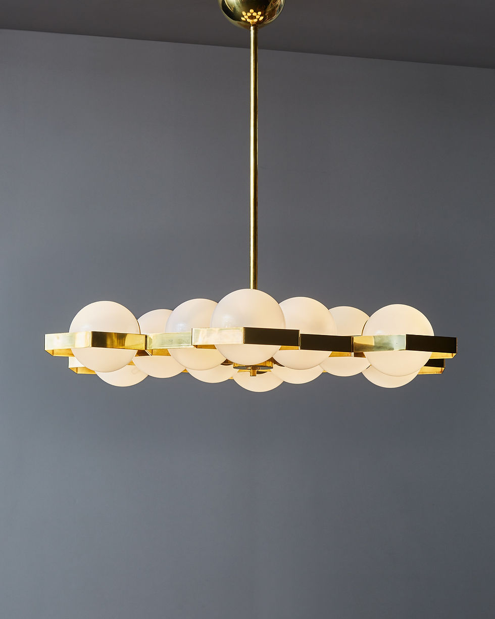 Miniature : Honeycomb Brass and Glass Chandelier
