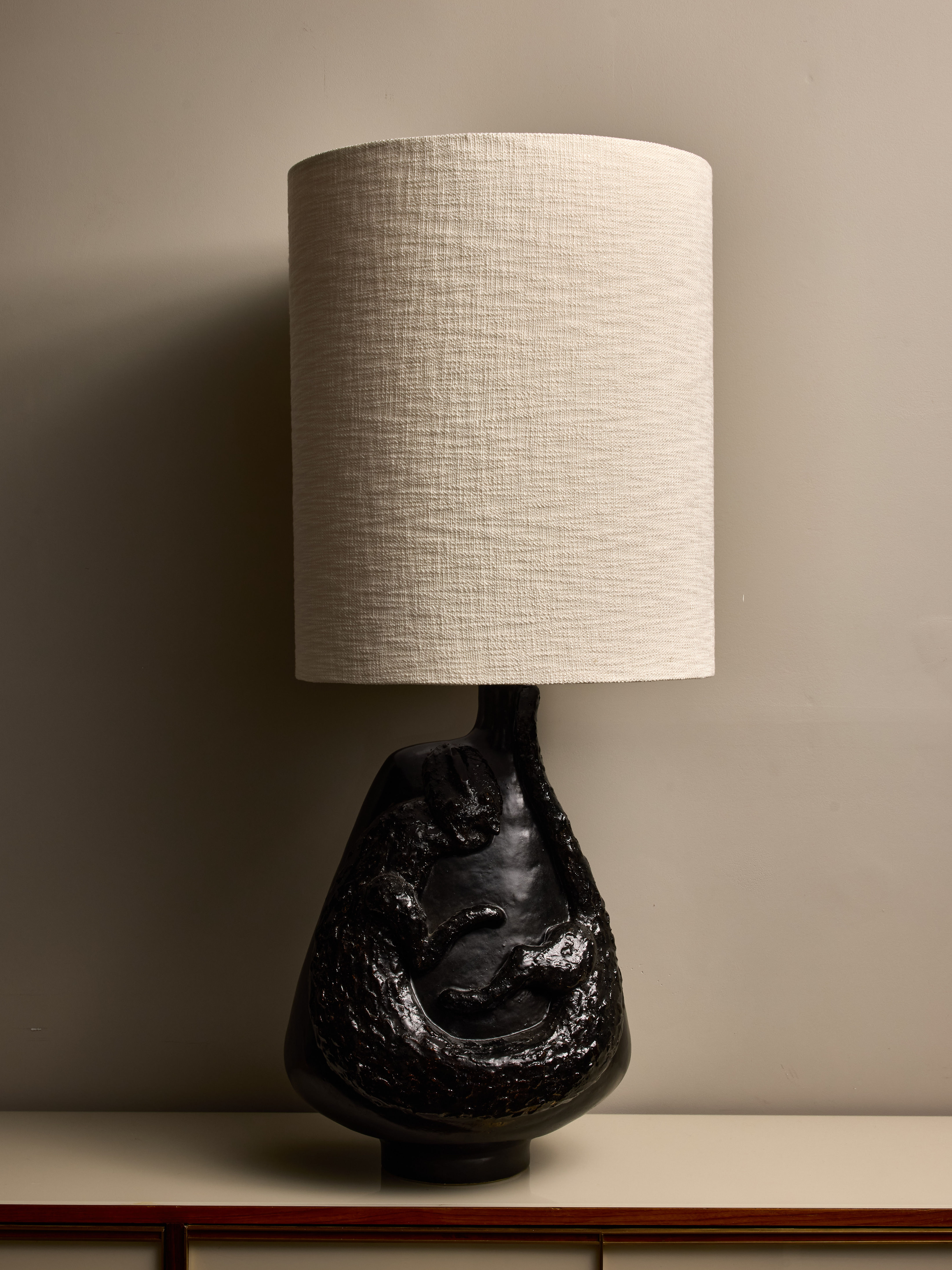 Important Glazed Ceramic Table Lamp by Les Dalo