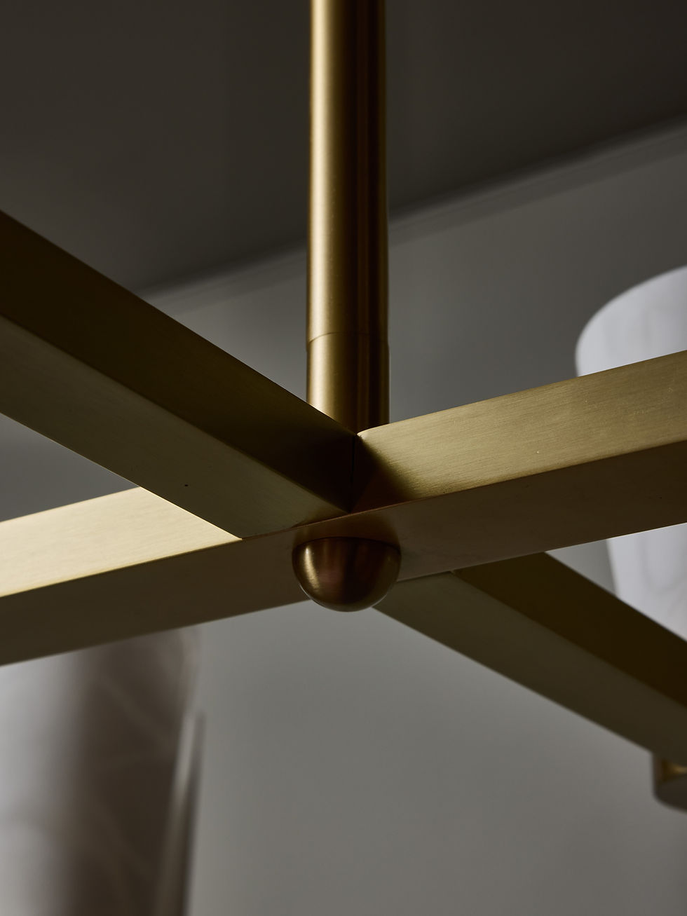 Miniature : Satinated Brass and Alabaster Spiral Shades Ten Arms of Light Chandelier