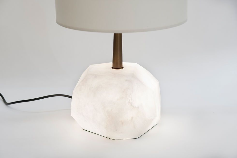Miniature : Glustin Luminaires Alabaster Monolith Faceted Table Lamps