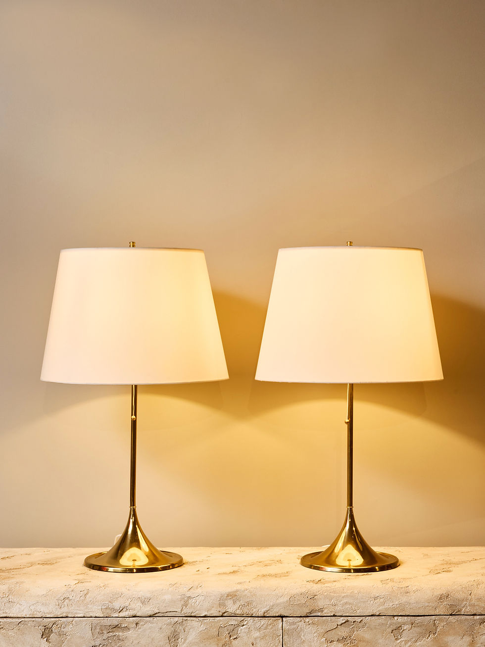Miniature : Pair of Bergboms Brass Table Lamps, Model B-024