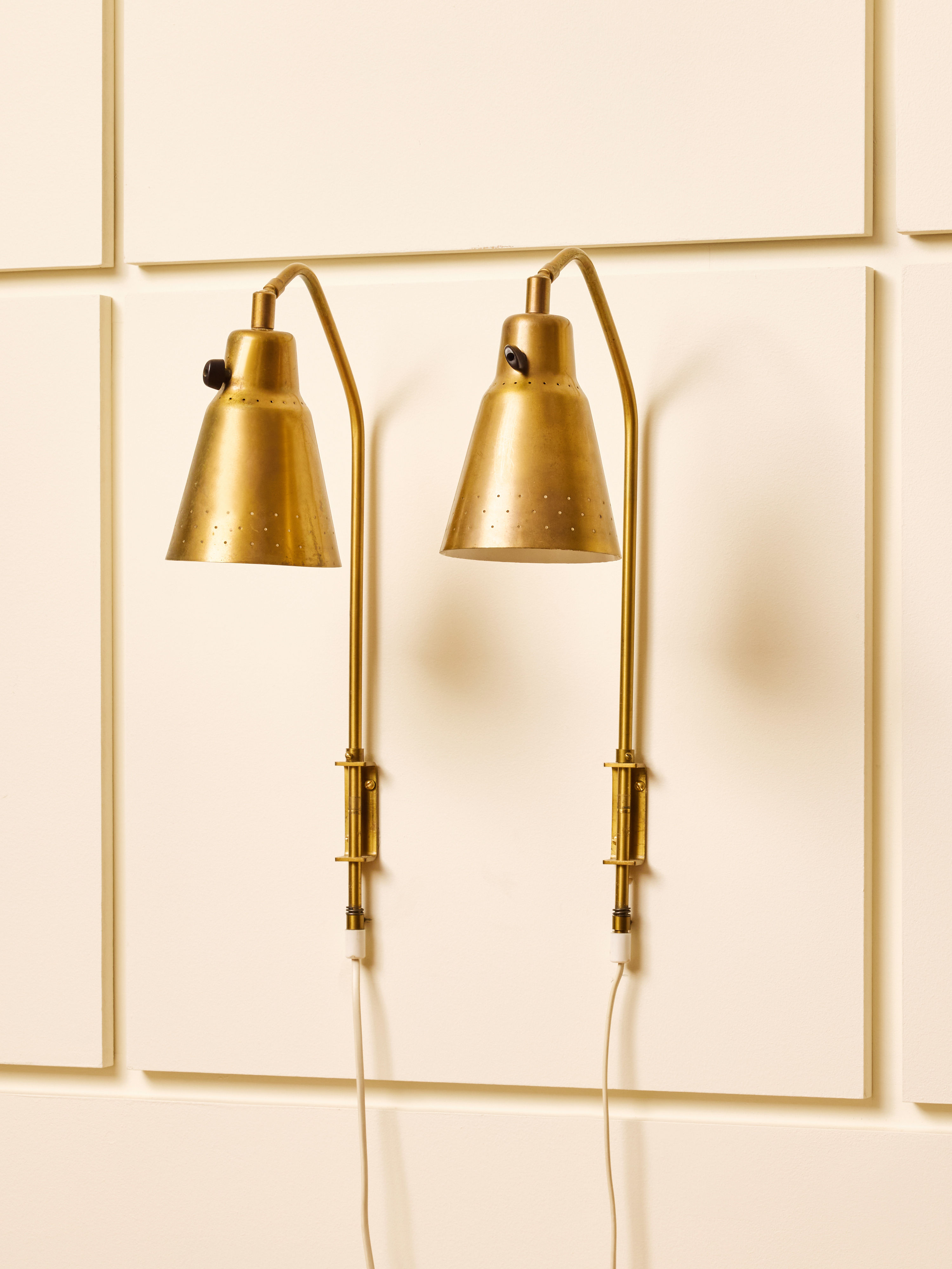 Pair of Bergboms SL-3 Adjustable Brass Wall Sconces