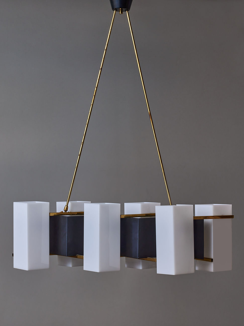 Brass and Plexi Chandelier by Stilux