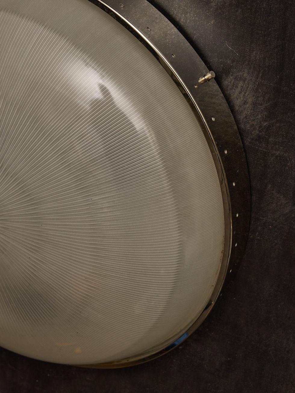 Miniature : Large Dome Sergio Mazza Flush Mount in Brass and Glass