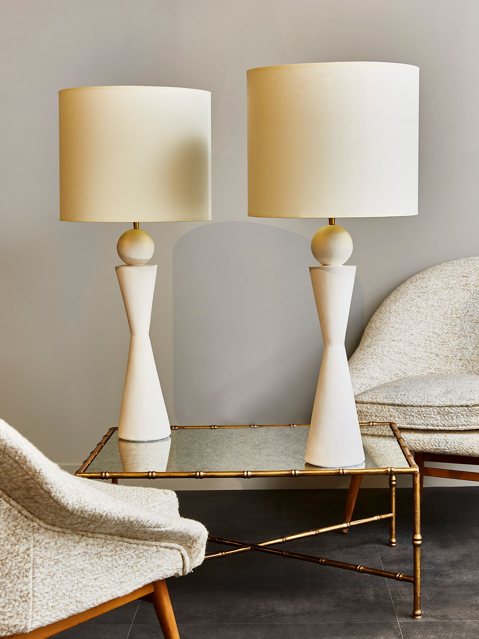 Pair of Hourglass Plaster Table Lamps