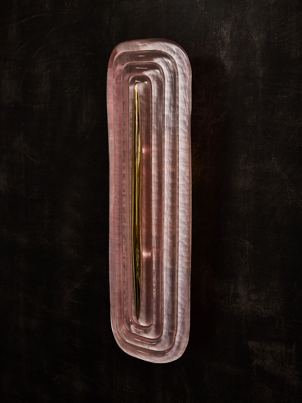 Miniature : Pink Murano with Brass Accents Wall Sconces