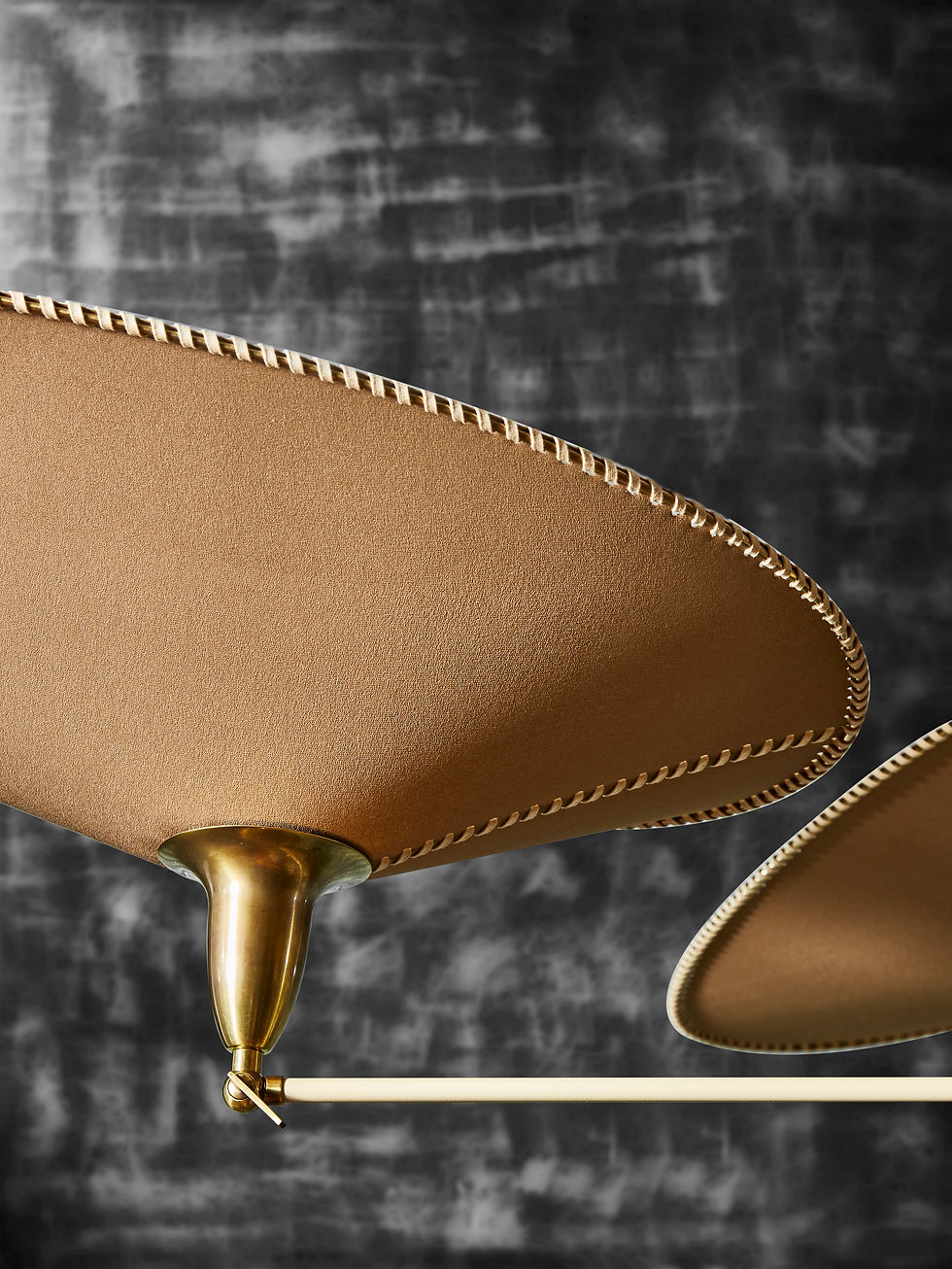 Miniature : Oval Brass and Parchment Chandelier by Diego Mardegan for Glustin Luminaires