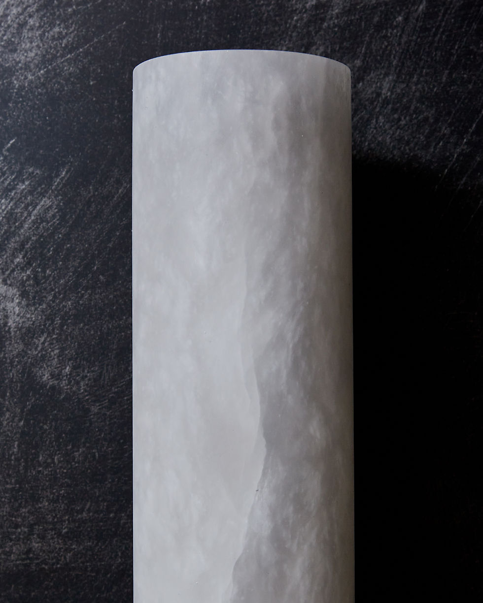Miniature : Alabaster Tube and Brass Fitting Wall Sconces by Glustin Luminaires