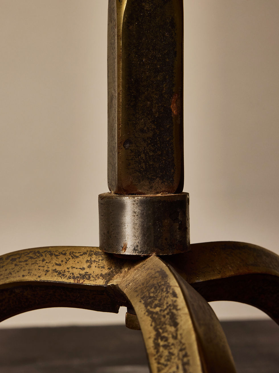 Miniature : Elegant French Bronze Floor Lamp with Tripod Base and New Custom Shade