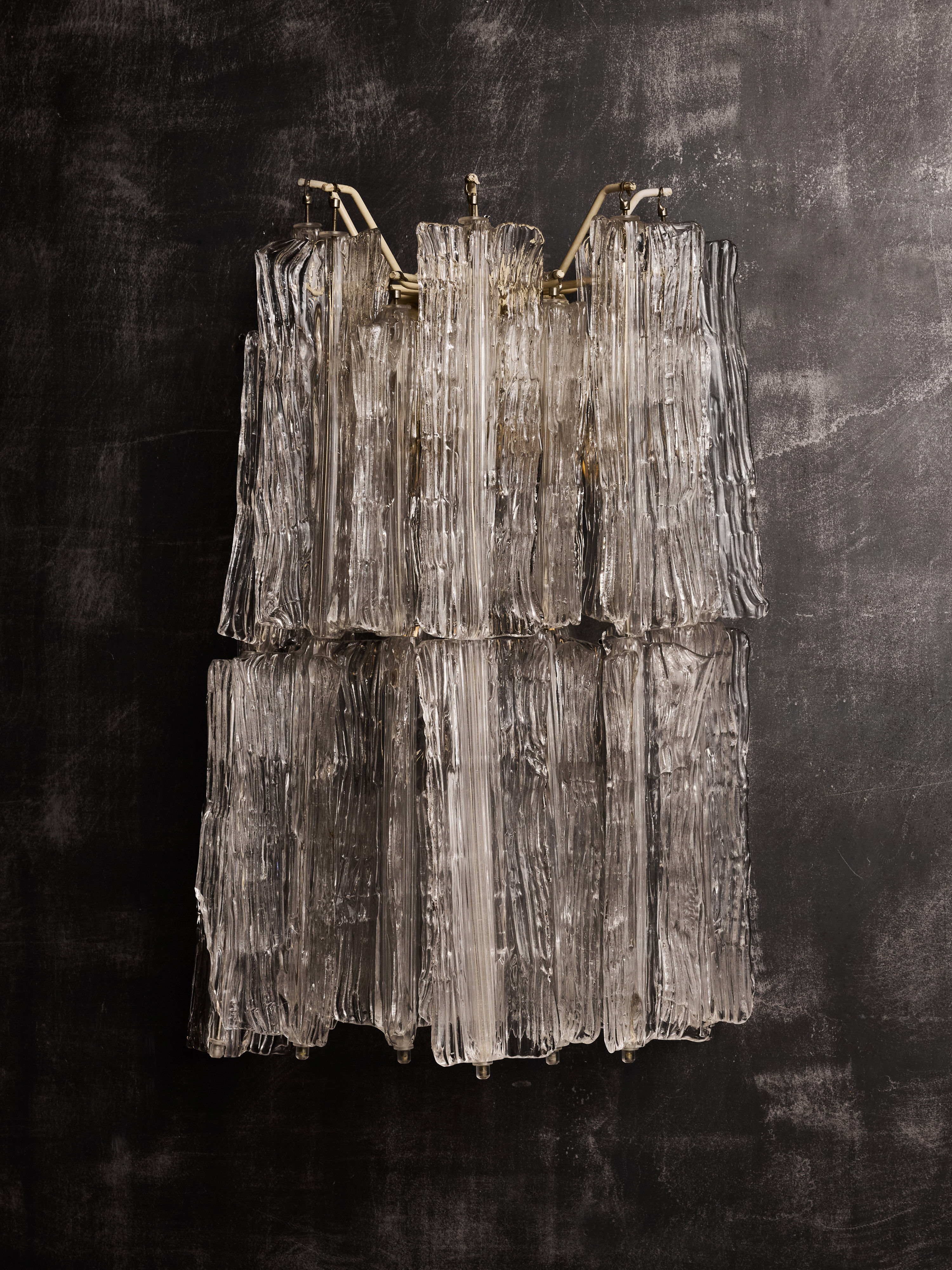 Pair of Toni Zuccheri for Venini Murano Eliche Glass Wall Sconces