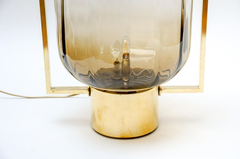 Miniature : Pair of Brass and Murano Glass Lantern Table Lamps