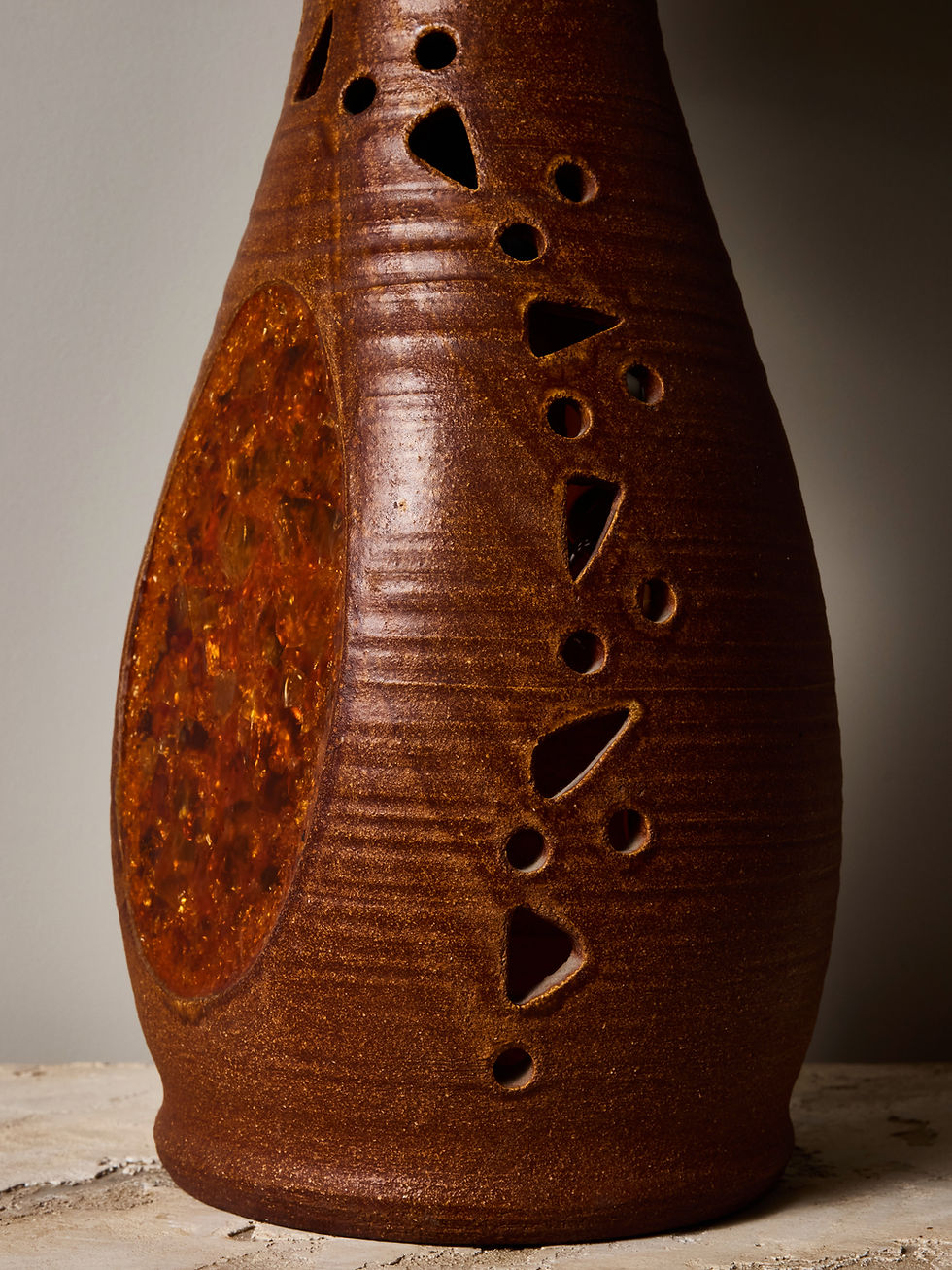 Miniature : Accolay Ceramic and Copper Table Lamp with Resin Inclusions