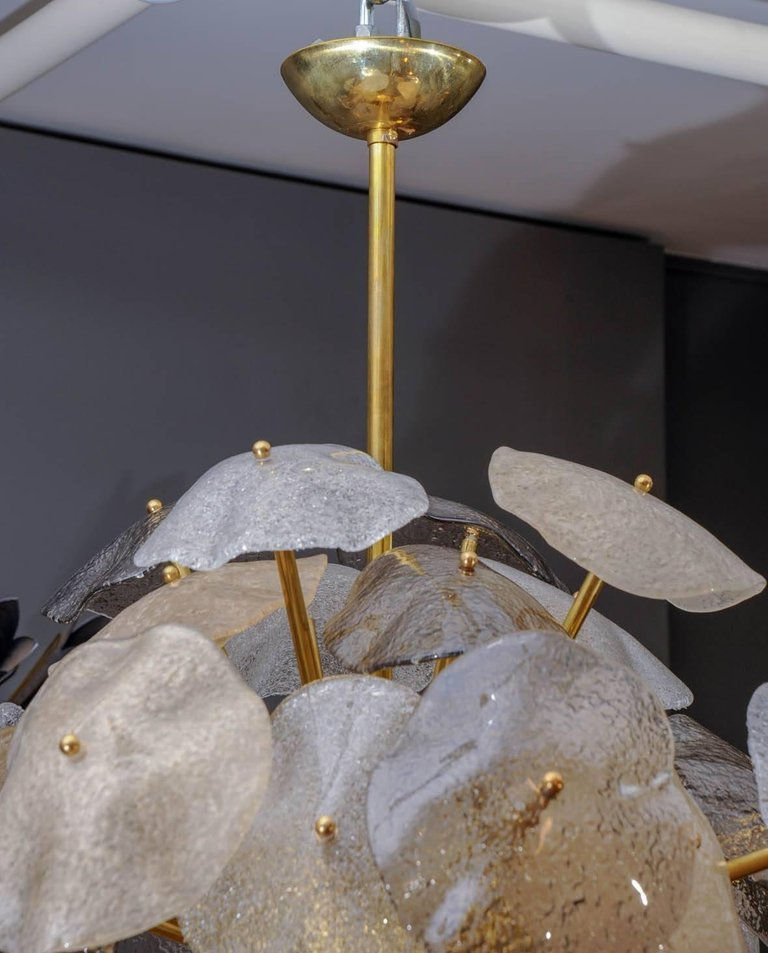 Miniature : Brass Sphere with Murano Glass Leaves Chandelier