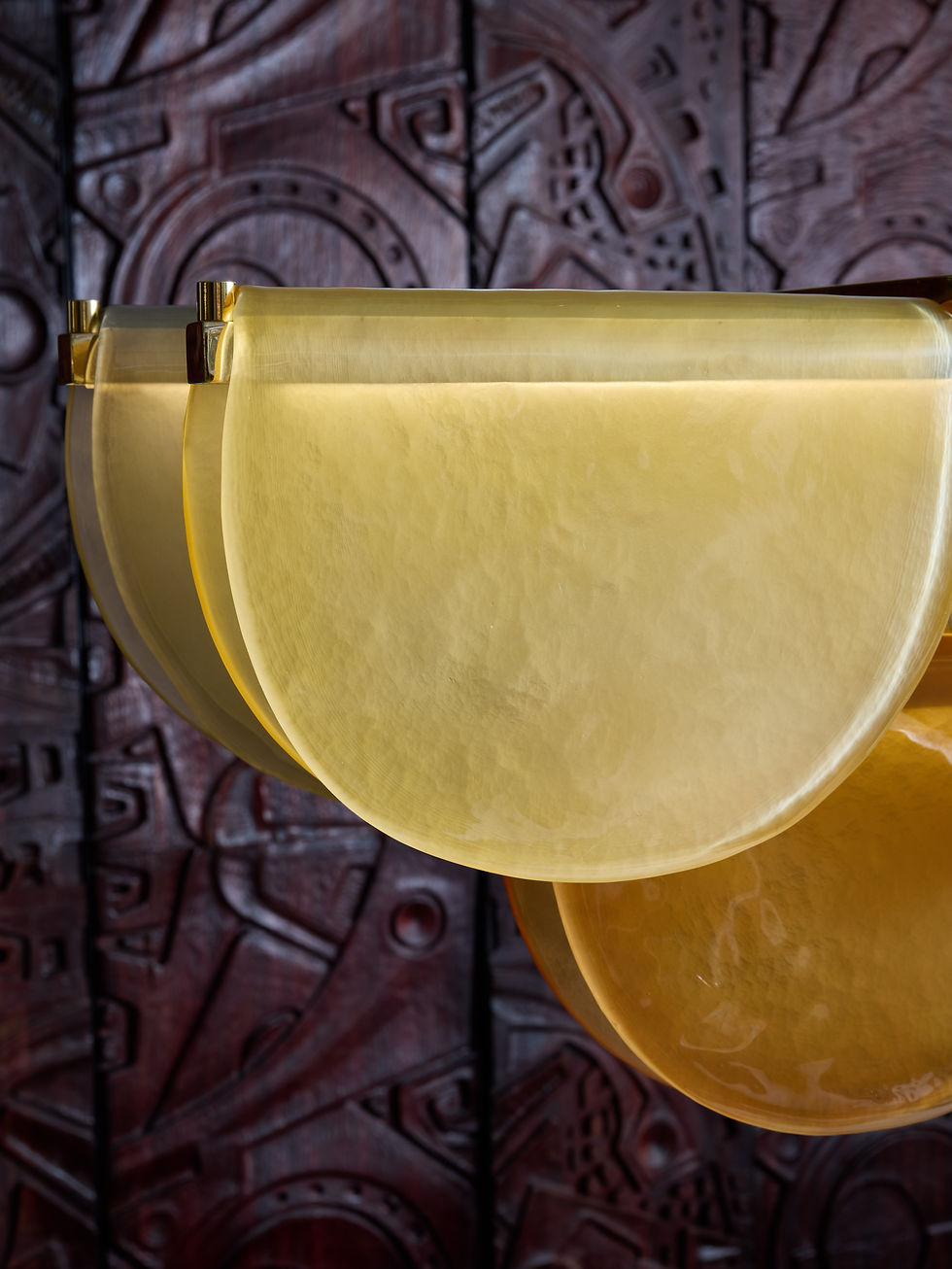 Miniature : Grey, Orange and Pale Yellow Murano Glass Long Chandelier