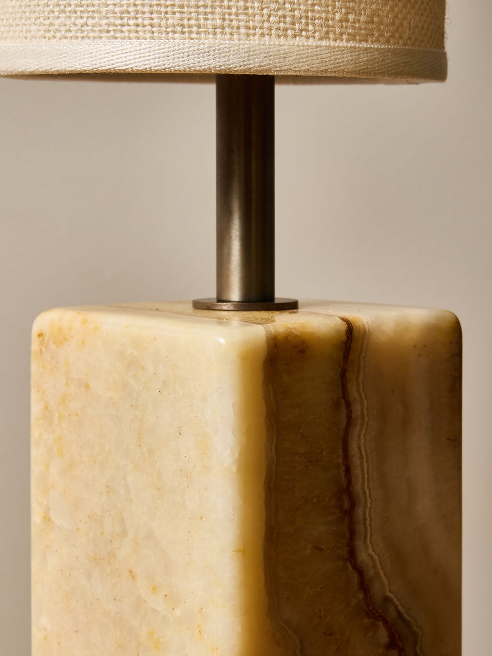 Miniature : Pair of Contemporary Marble and Patinated Brass Column Table Lamps