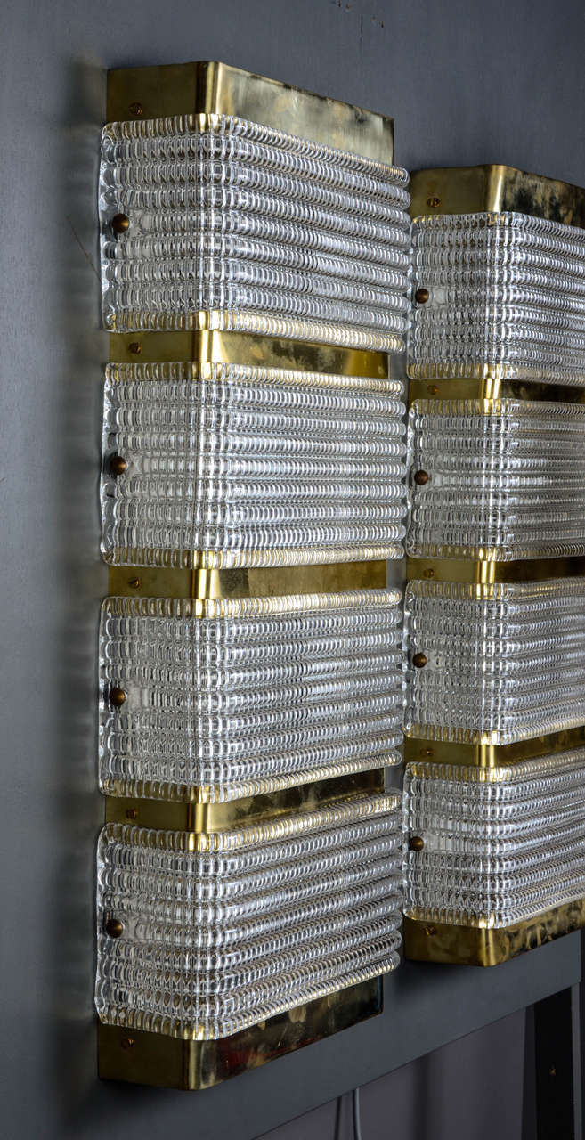 Miniature : Four Murano Glass Elements and Brass Wall Sconces
