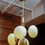 Miniature : Satin Brass Suspension with Four Lights and Round White Glass Globe
