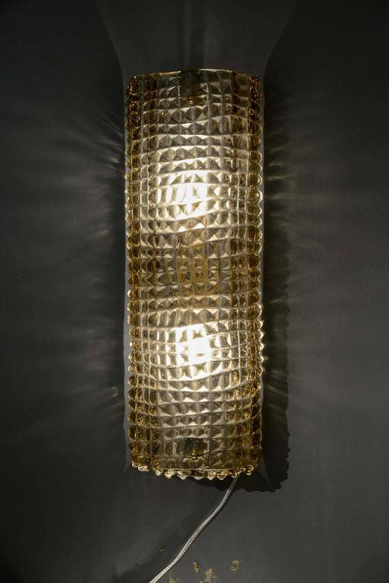 Miniature : Brown Embossed Murano Glass Wall Sconces