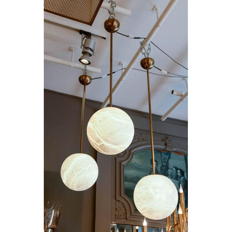 Miniature : Alabaster and Brass Globes Pendant