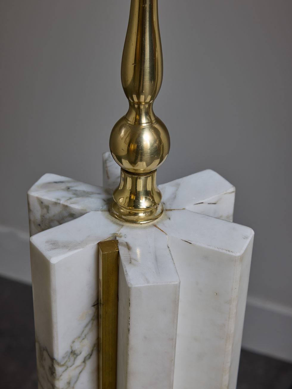 Miniature : Pair of Tall White Marble Table Lamps