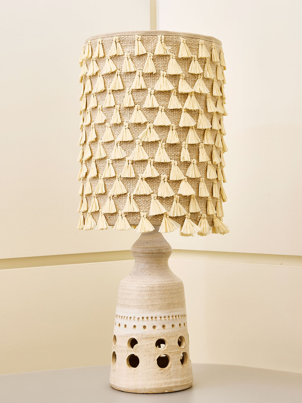 Small White Glazed Georges Pelletier Table Lamp