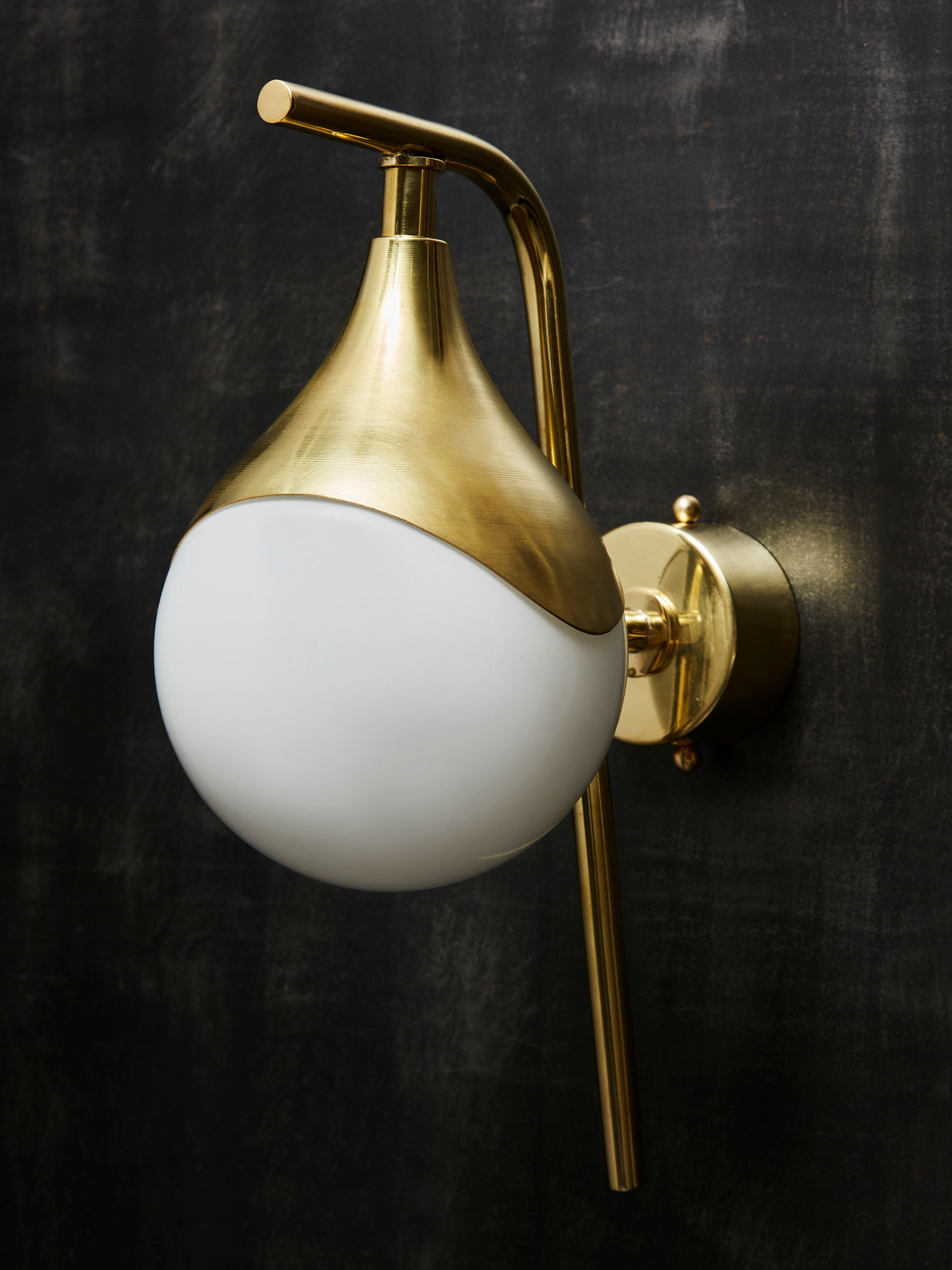 Pair of Brass and Glass Globe Wall Sconces