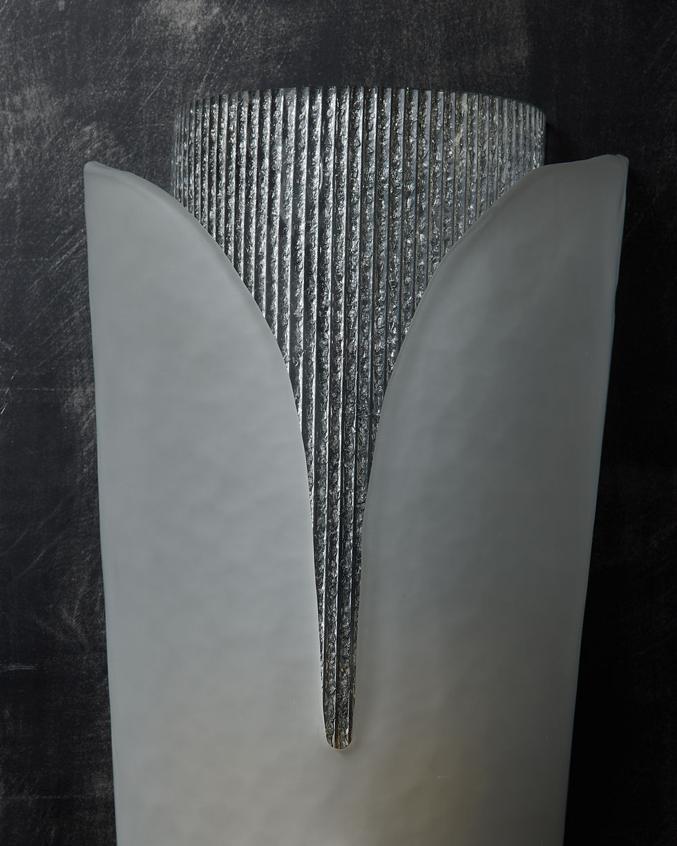 Miniature : Clear and Frosted Textured Murano Glass Wall Sconces
