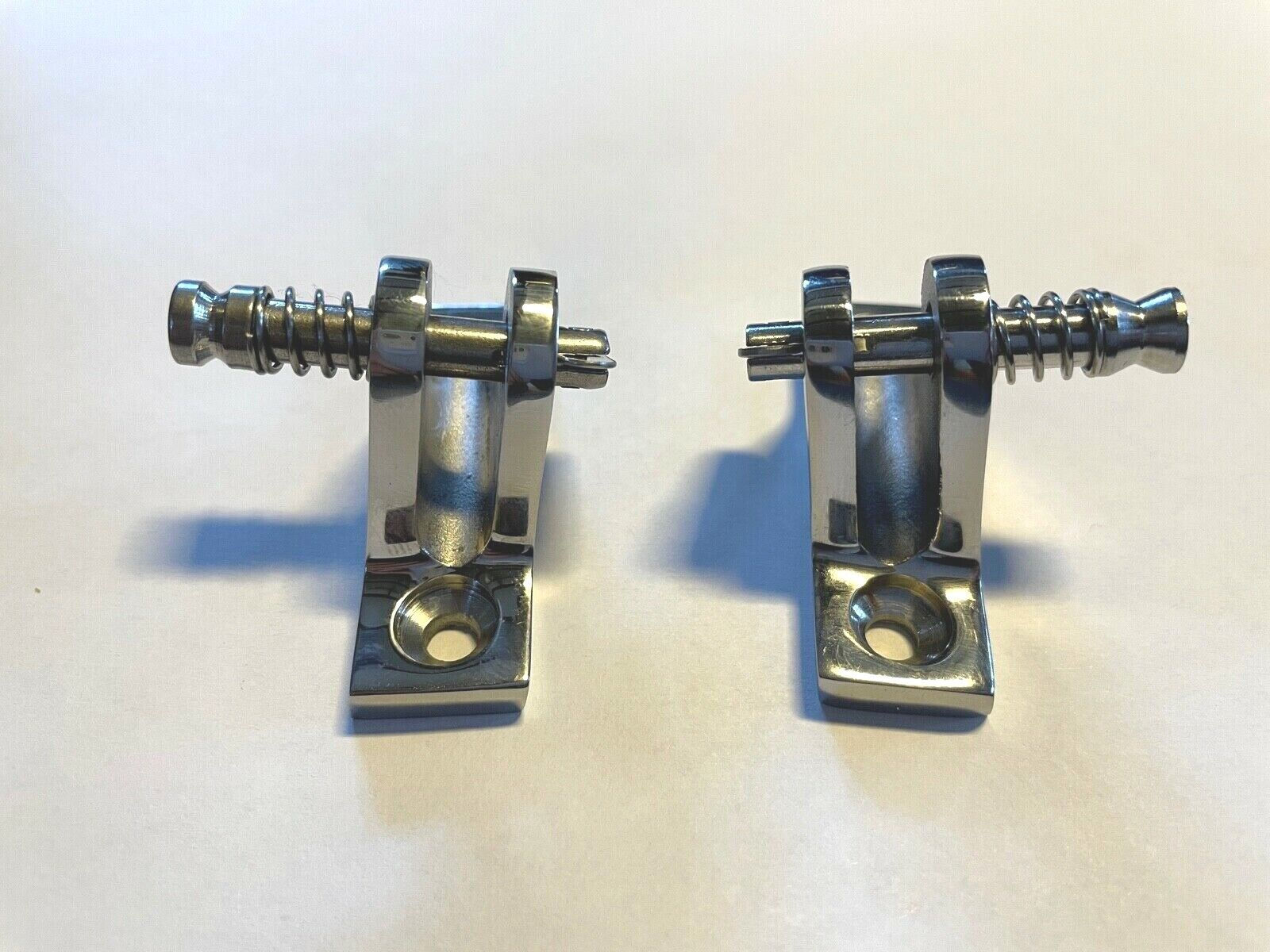 2pcs 316 Stainless Angled Deck Hinge w Quick Release Bimini Top Fitting