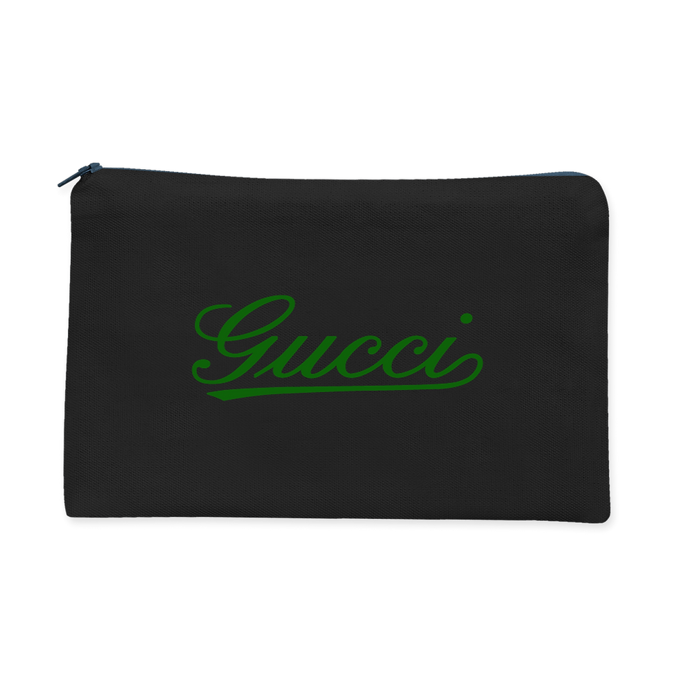 Thumbnail: Gucci Inspired Cosmetic Bag - Cursive Logo