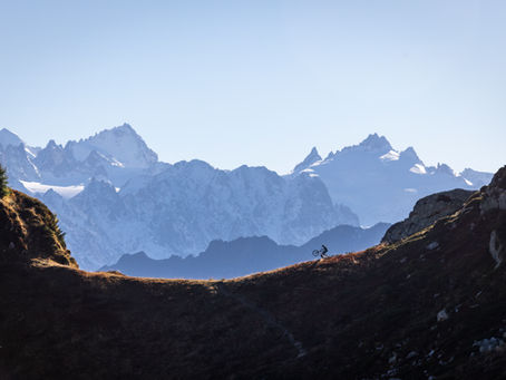 A rider enjoying amazing singletrails in Verbier