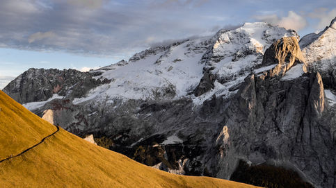 MTB trail in front of the Marmolada